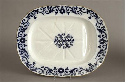 Appraisal: S H Flow Blue 'Windsor Scrolls' Pattern Well-and-Tree Meat Platter