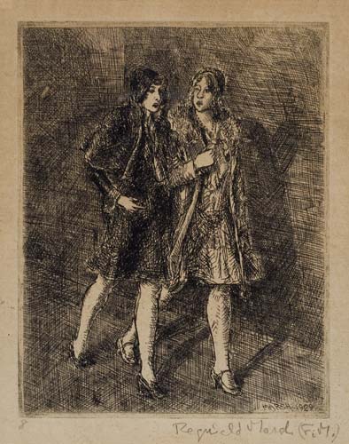 Appraisal: REGINALD MARSH Two Flappers Walking Etching and engraving x mm