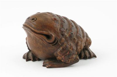 Appraisal: A Chinese bamboo rootwood carving of Liu Hai's three-legged toad