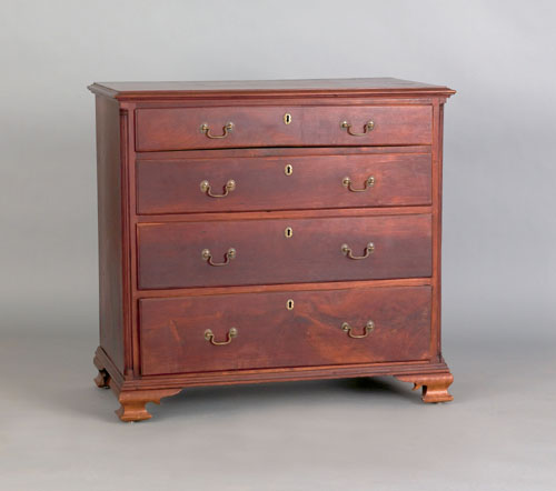 Appraisal: Pennsylvania Chippendale walnut chest of drawers ca with four drawers