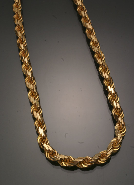 Appraisal: Matinee Length -Karat Yellow-Gold Solid Rope Chain Weight dwt Length