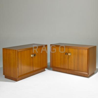 Appraisal: STYLE OF PAUL LASZLO Pair of cabinets USA s Mahogany