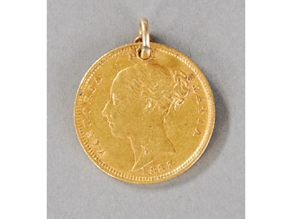 Appraisal: VICTORIAN GOLD HALF SOVEREIGN drilled with loop suspension as pendant