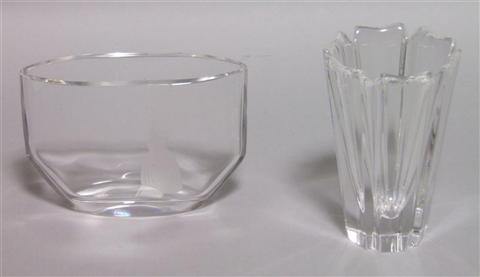 Appraisal: TWO ORREFORS GLASS VASES The first oval J engraved with