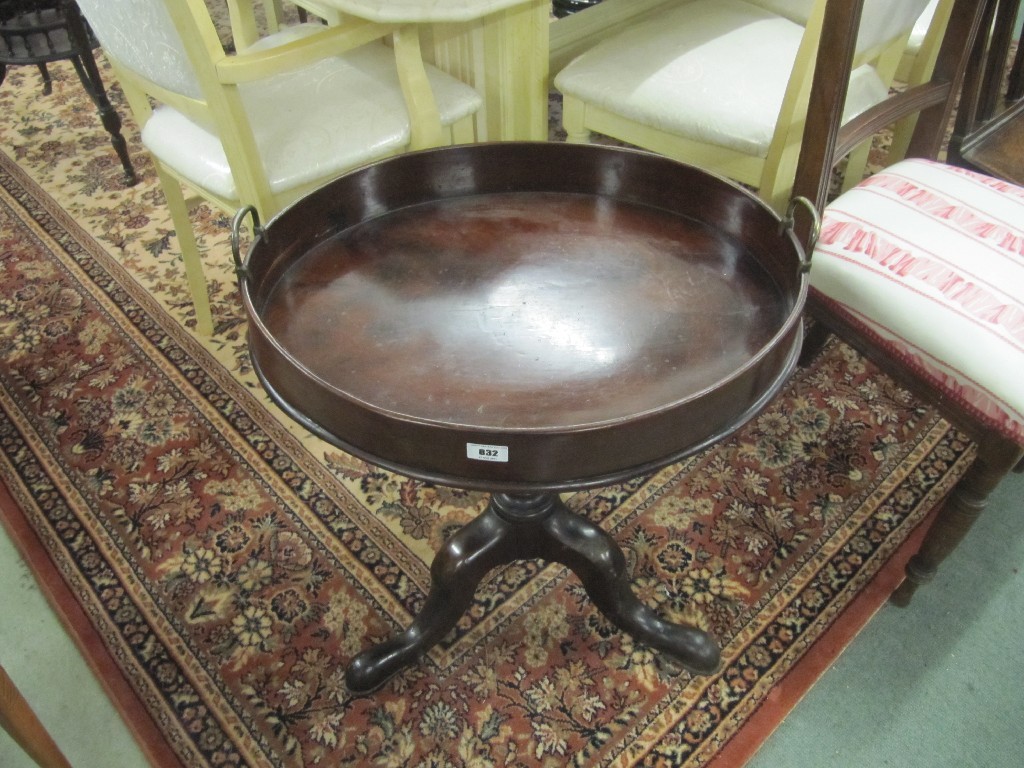 Appraisal: Mahogany tray top table on tripod base