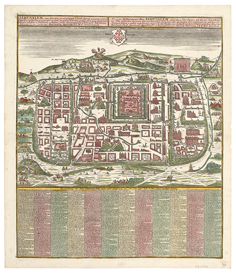 Appraisal: SEUTTER MATTHAEUS Jerusalem cum Suburbiis Double-page engraved city plan x