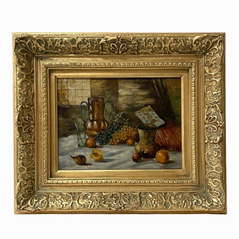 Appraisal: Antique Still Life Oil on Canvas Signed by the artist