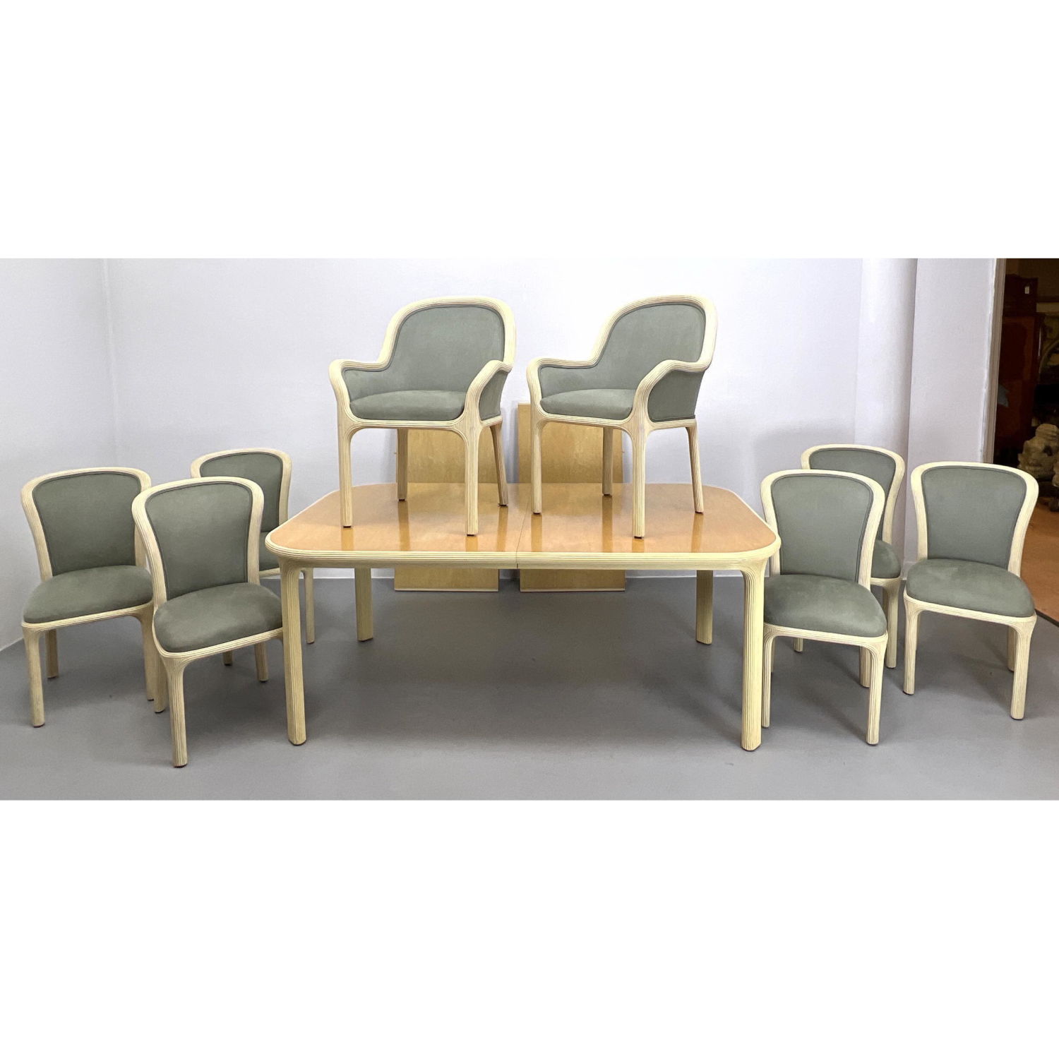 Appraisal: pc BAKER Pencil Reed Dining Set Table Chairs Pencil reed