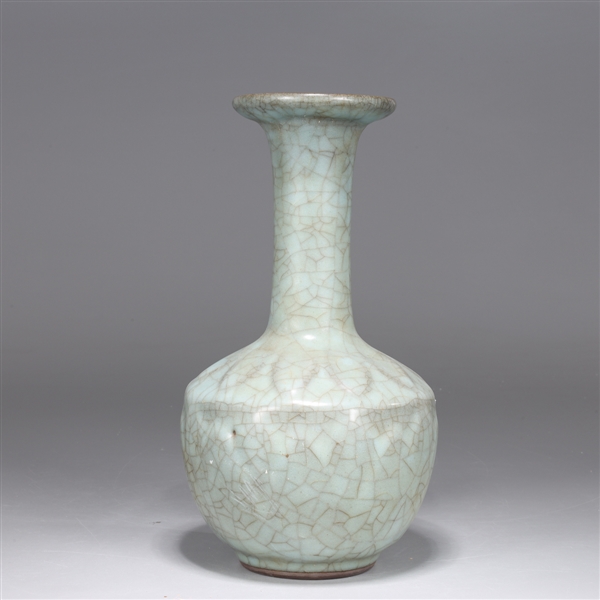 Appraisal: Chinese celadon crackle glazed ceramic vase the shoulder with molded