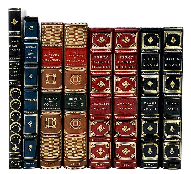 Appraisal: Eight Literature Books with Fine Bindings including The Poems of