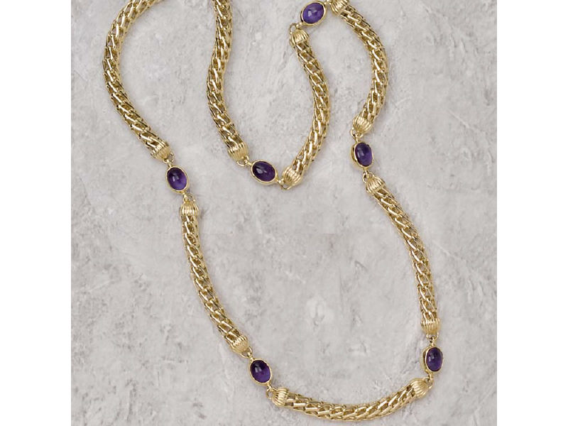 Appraisal: GEMSTONE NECKLACE AND BRACELET k rolled rope chain with bezel