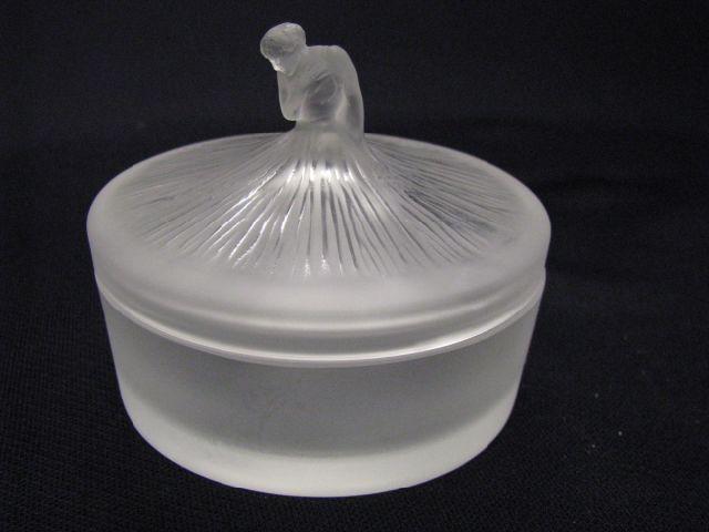 Appraisal: Lalique French Crystal Dresser Box figural lady on lid special