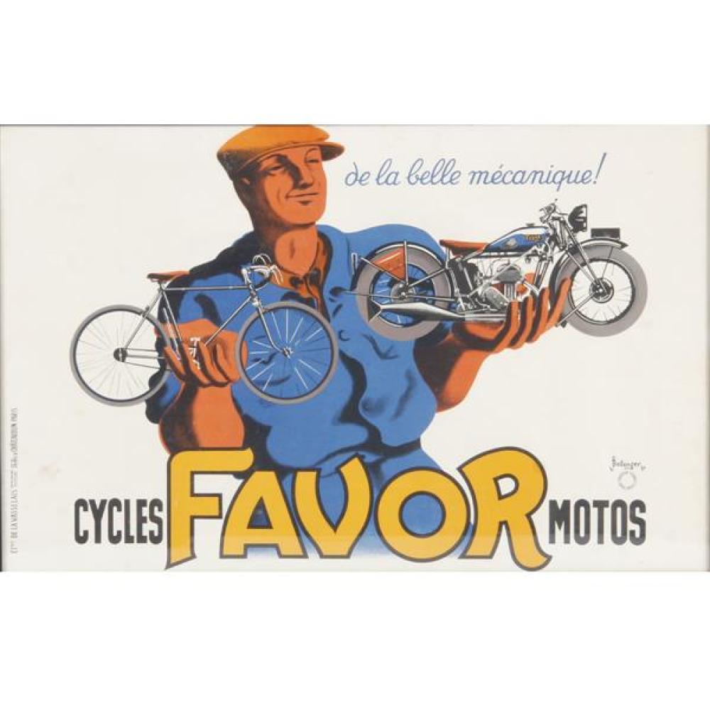 Appraisal: VINTAGE MOTOR BIKE BICYCLE COLOR LITHOGRAPH ADVERTISING POSTER FOR THE