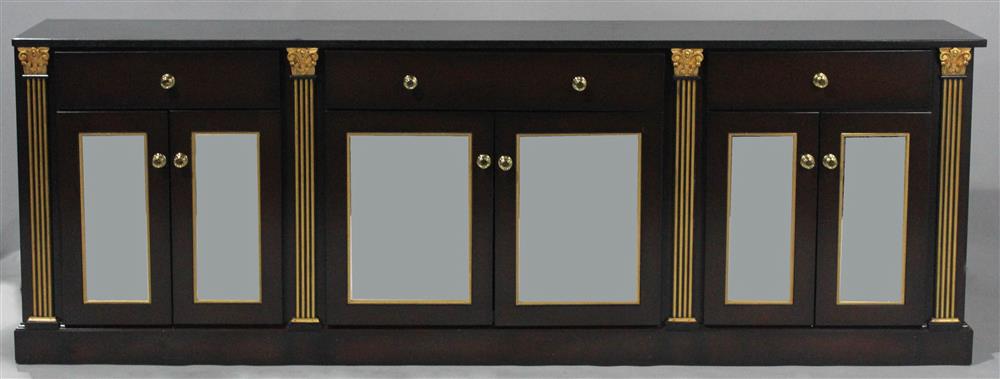 Appraisal: LARGE REGENCY STYLE SIDE CABINET with rectangular black stone top