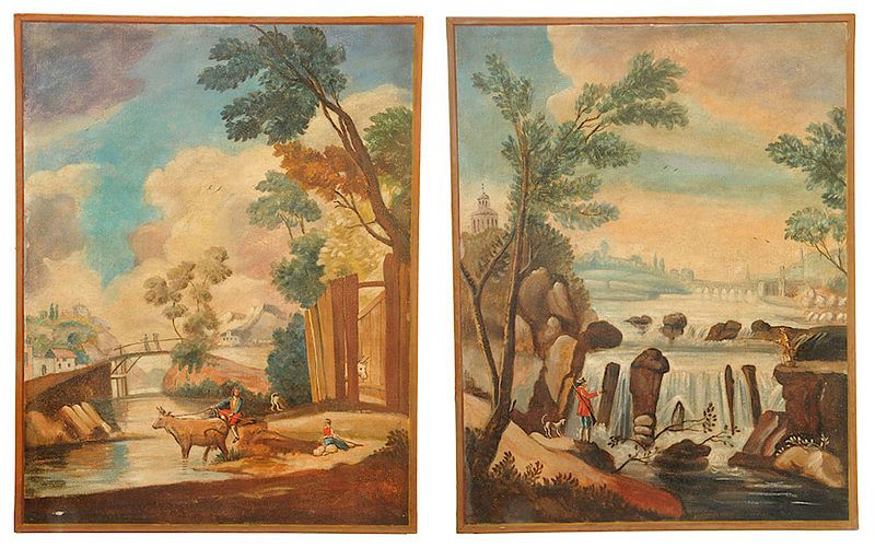 Appraisal: Continental School early th century Two Riverscapes unidentified artist oil