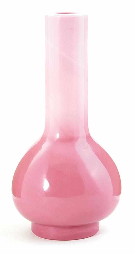 Appraisal: Chinese Peking pink glass bottle vase late Qing Dynasty thick-walled