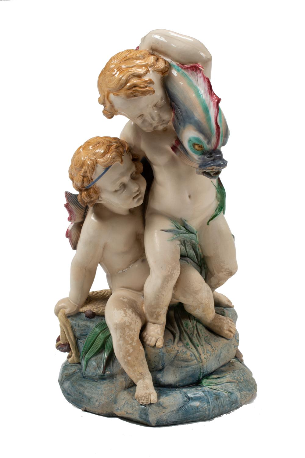 Appraisal: Minton Majolica Figural Fountainhead modeled as putti by the sea