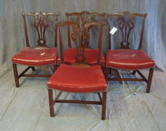 Appraisal: Reproduction Chippendale Style Chairs seats as is Dimensions x x