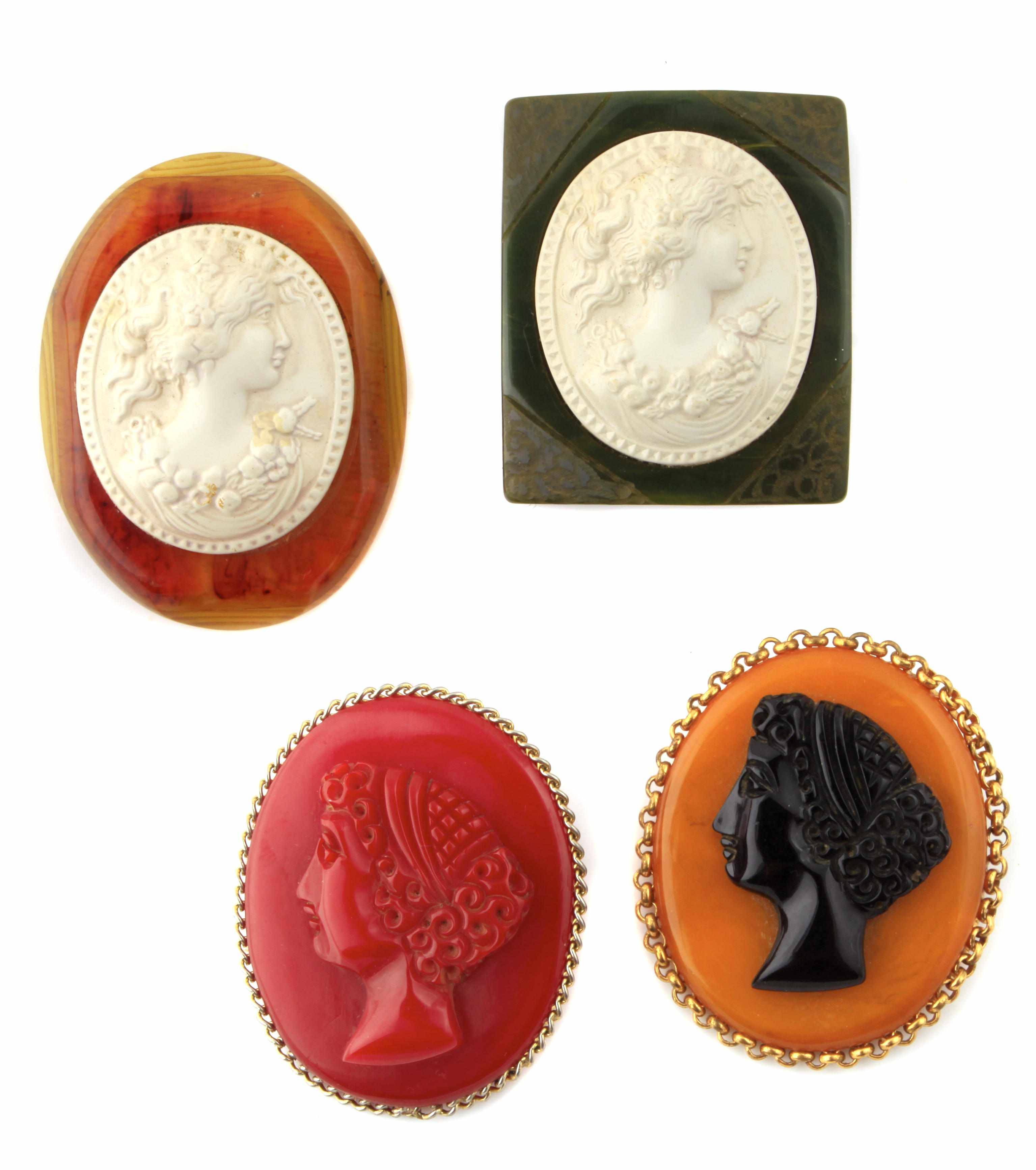 Appraisal: Four Bakelite cameo brooches dimensions in and in