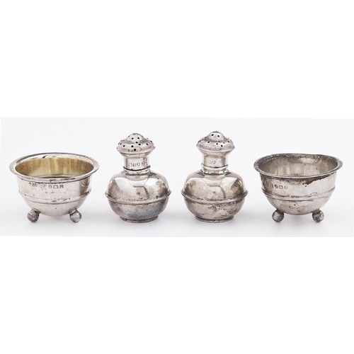 Appraisal: A pair of George V hemispherical silver salt cellars mm