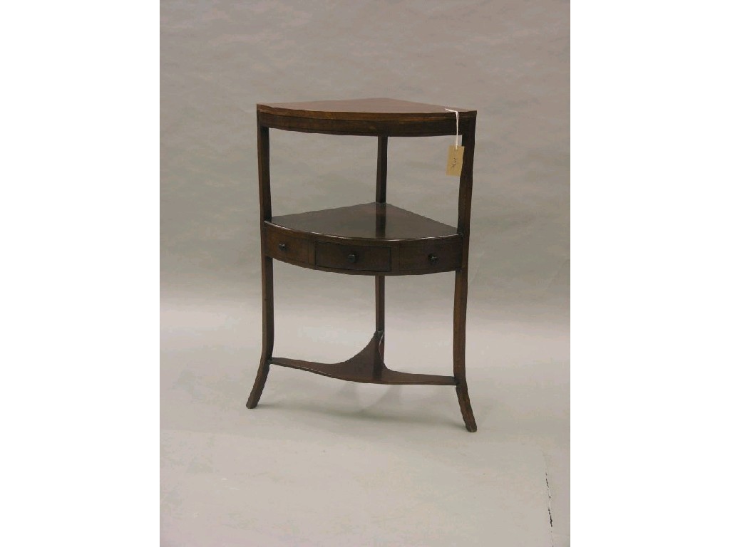 Appraisal: A Victorian mahogany corner-fitting wash stand undertier with single drawer