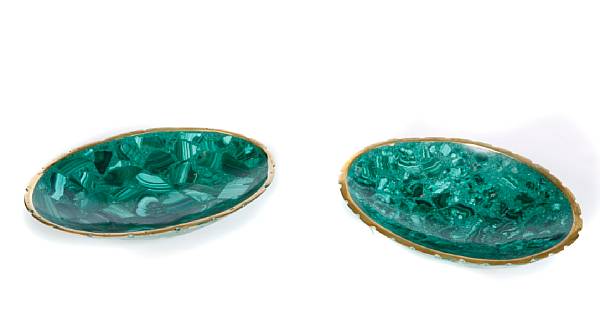 Appraisal: A set of twelve malachite oval plates height in diameter