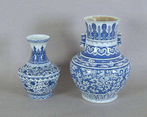 Appraisal: Two modern Chinese porcelain blue and white urns h and