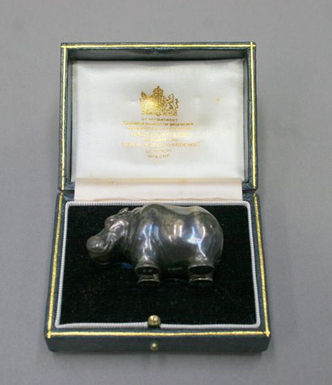 Appraisal: A sterling silver hippopotamus by Hancocks London complete in presentation