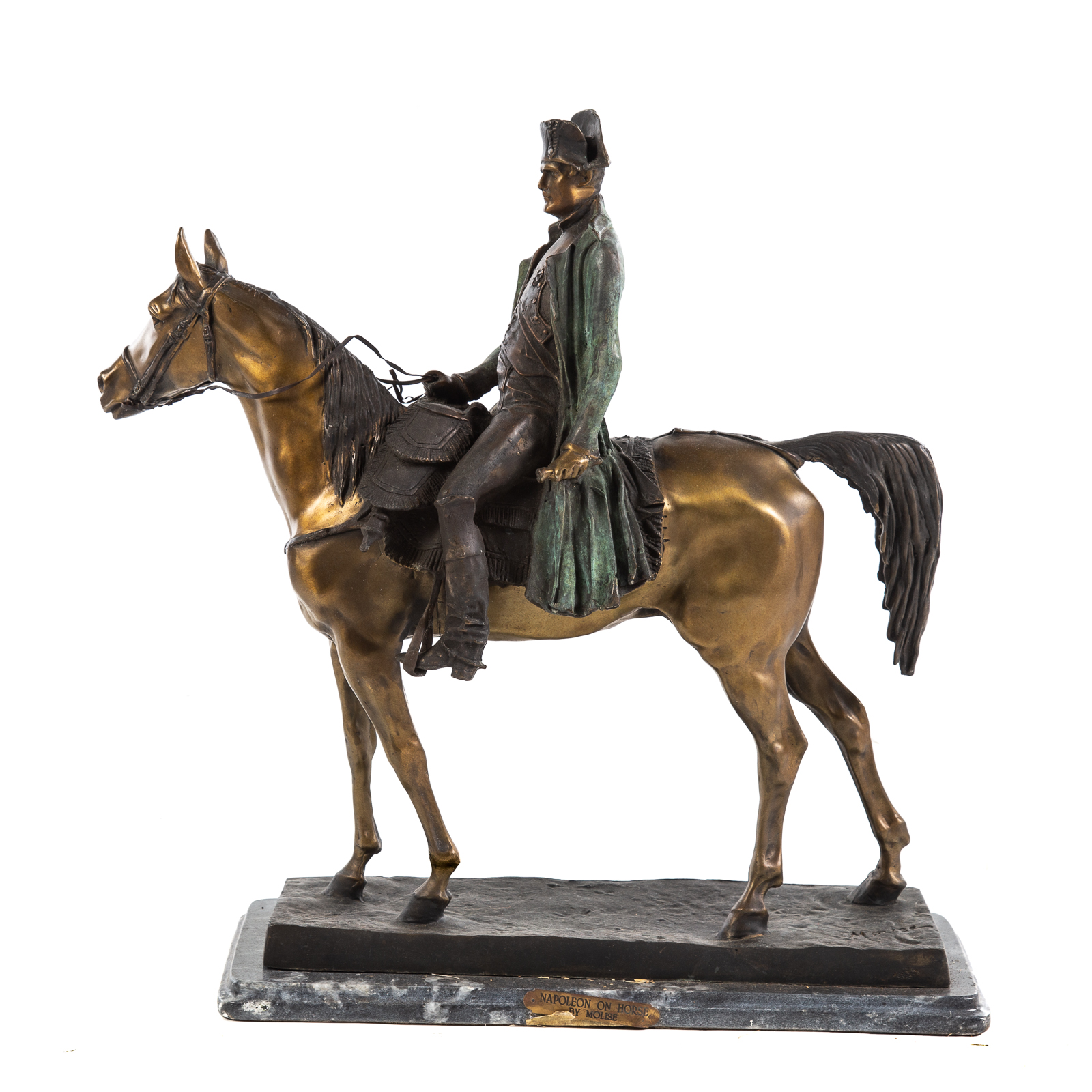 Appraisal: MOUNTED NAPOLEON BRONZE th century polished and painted bronze of