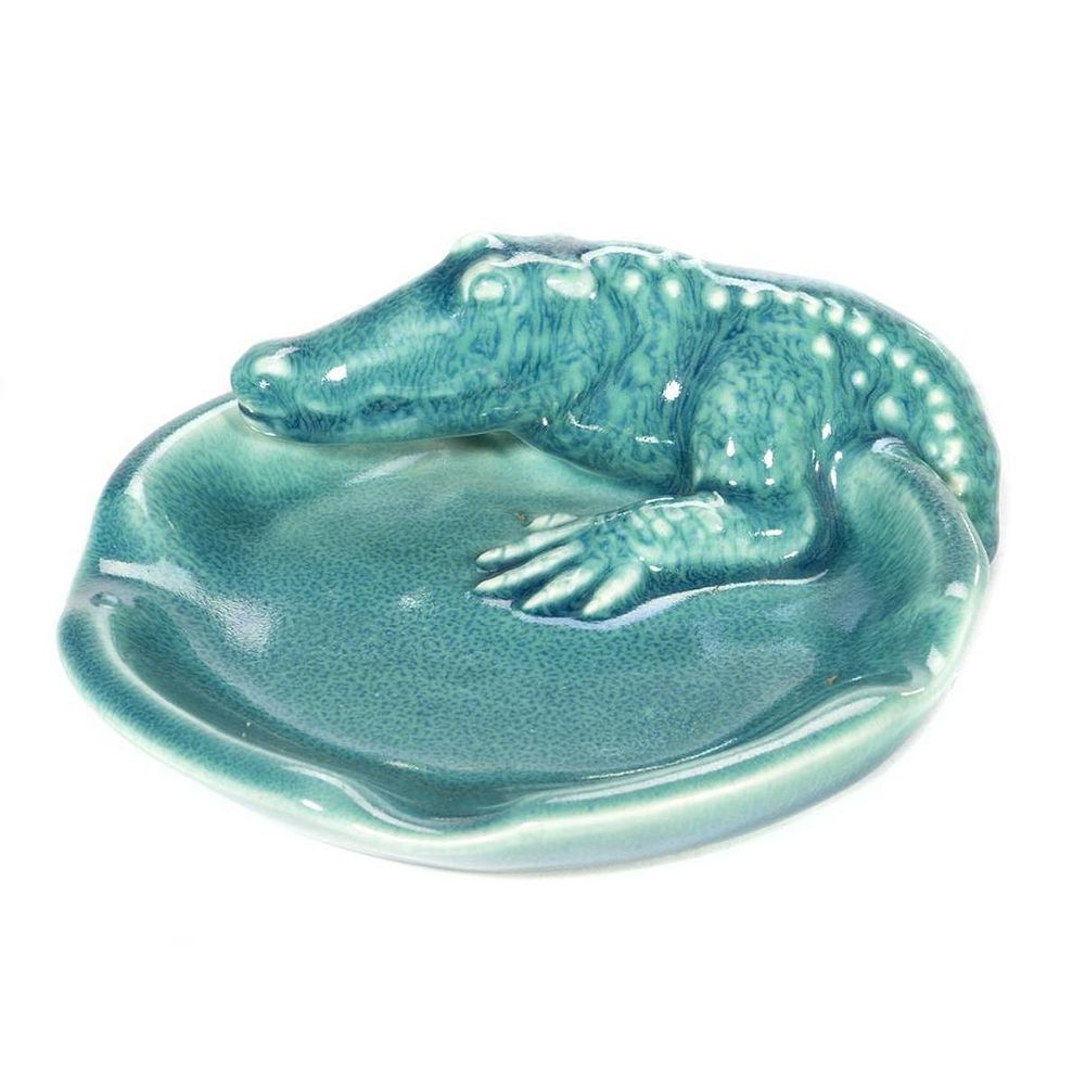 Appraisal: Rookwood Glazed Crocodile Ashtray Diameter in Condition Very good very