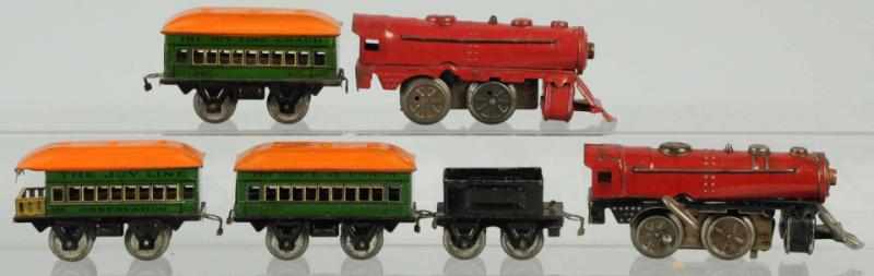 Appraisal: Lot of Tin Litho Joy Line Train Items American Includes