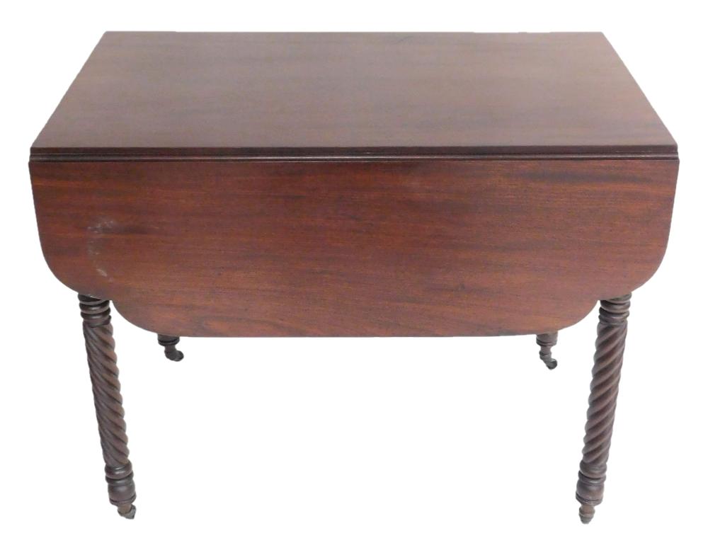 Appraisal: Drop leaf table early th C mahogany oblong top incut