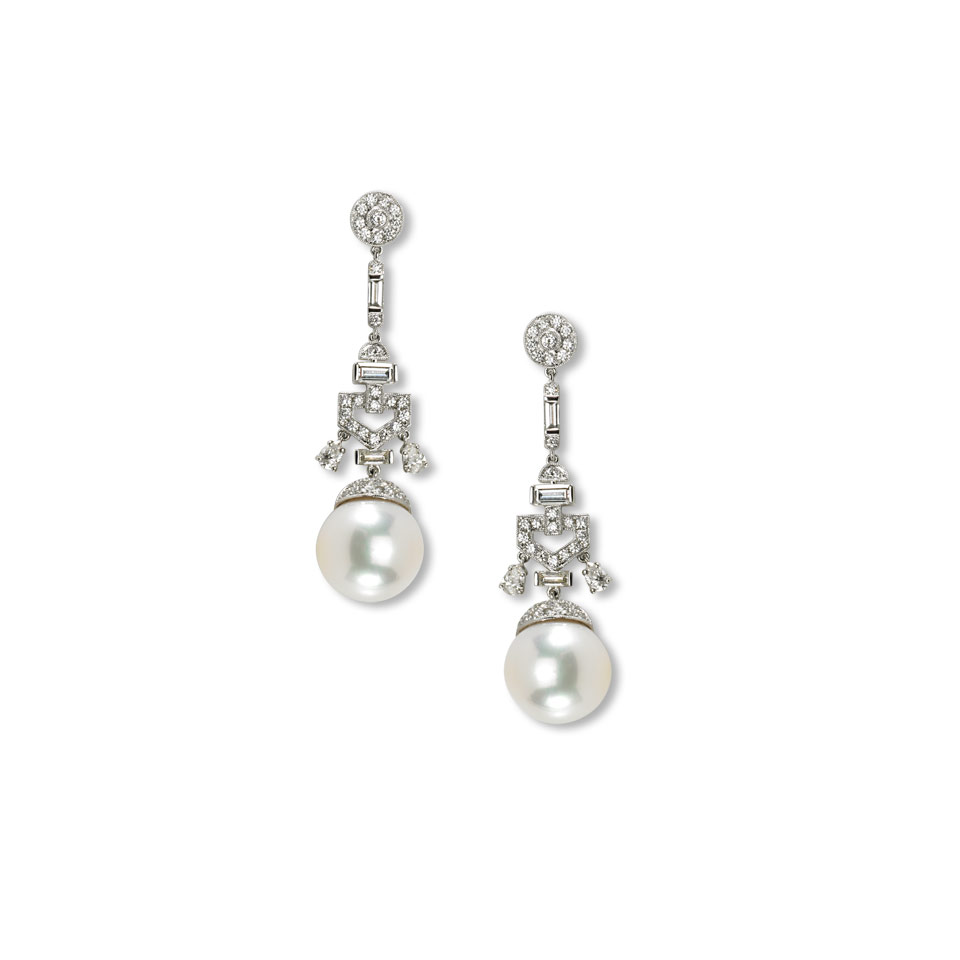 Appraisal: Pair Of k White Gold Drop Earrings each set with