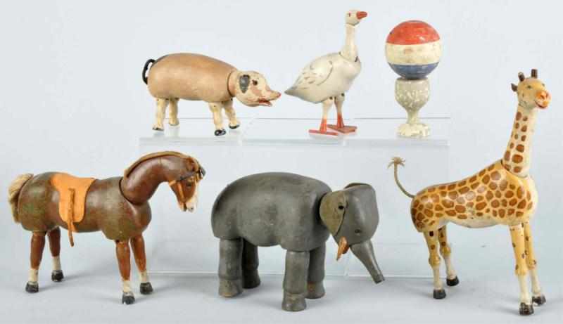 Appraisal: Lot of Wooden Schoenhut Items Description Includes five animals consisting