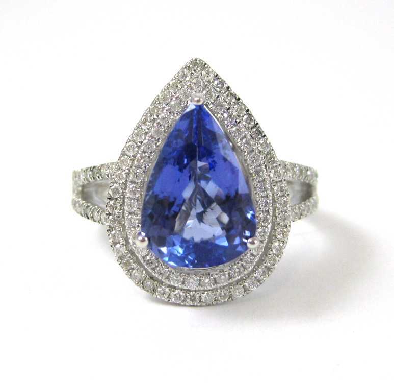 Appraisal: TANZANITE DIAMOND AND FOURTEEN KARAT GOLD RING The white gold