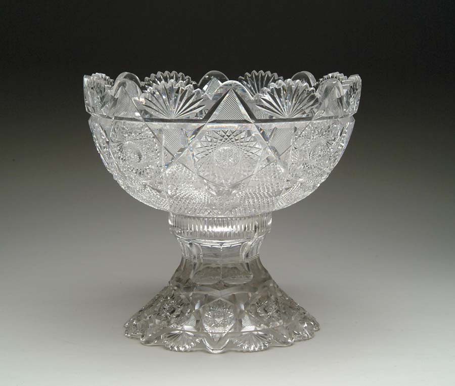 Appraisal: TWO PIECE CUT GLASS PUNCHBOWL Two piece punchbowl is cut