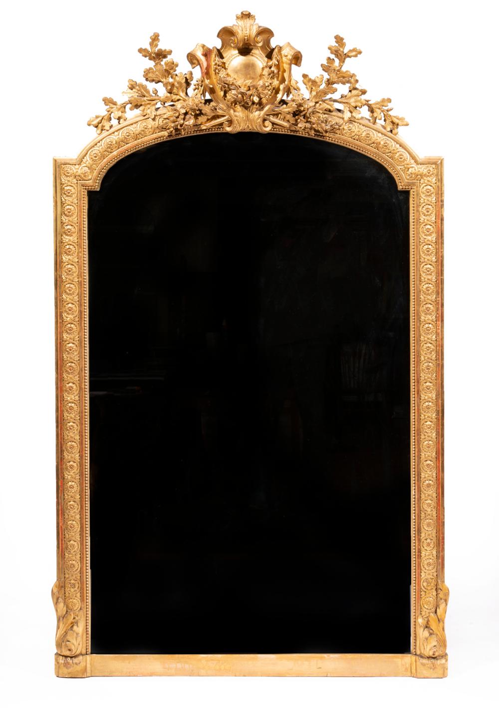 Appraisal: CONTINENTAL GILTWOOD OVERMANTEL MIRRORContinental Giltwood Overmantel Mirror th c scrolled