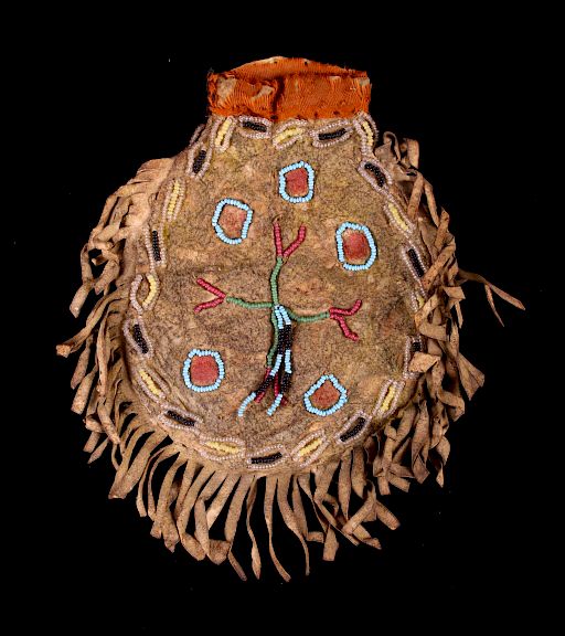 Appraisal: Crow Beaded Tobacco Belt Pouch c - Offered for sale