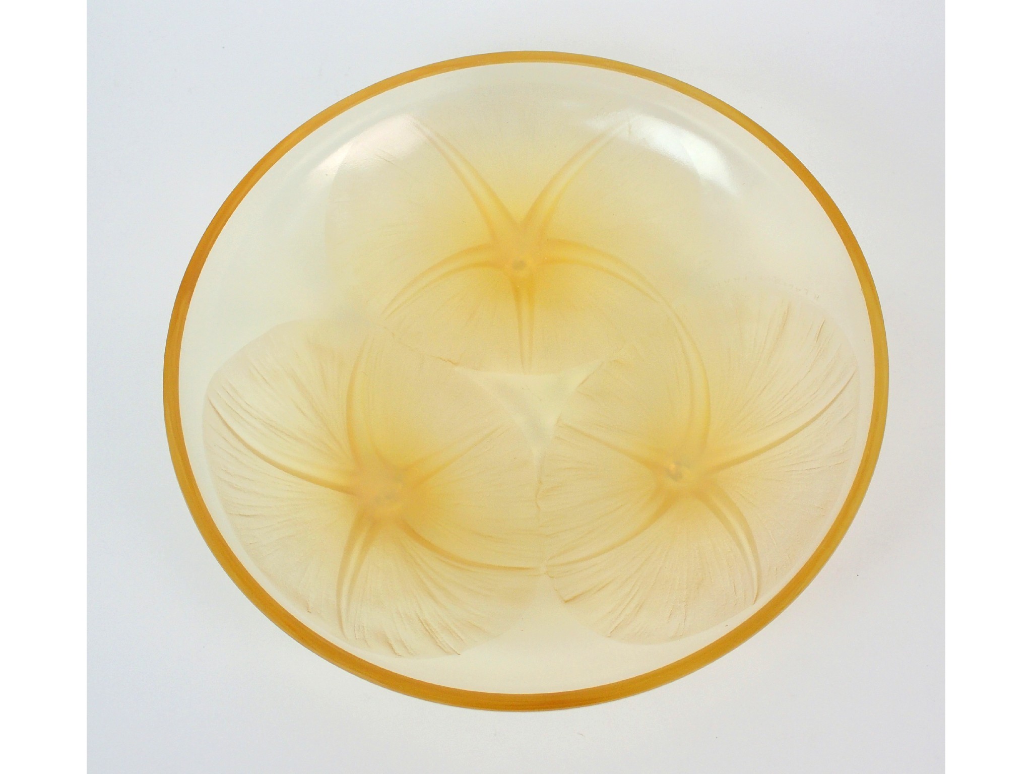 Appraisal: A Rene Lalique Volubilis pattern amber glass footed bowlcirca three