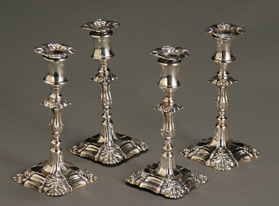 Appraisal: Two Similar Pairs of Victorian Weighted Silver Taper Sticks The