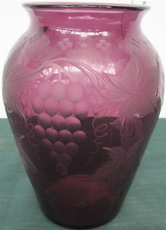 Appraisal: AMETHYST GLASS OVOID VASE BRITISH OR CONTINENTAL th th C