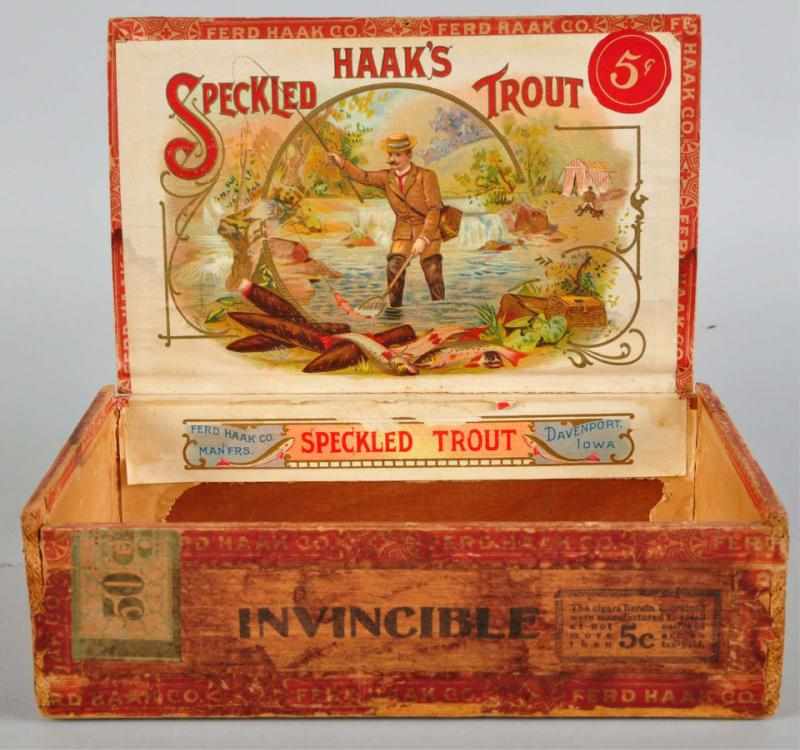 Appraisal: Speckled Trout Cigar Box Extremely rare box Inner label is