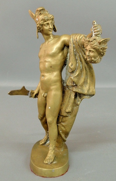 Appraisal: - Cast metal bronze type statue of Perseus with the