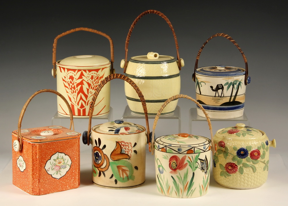 Appraisal: PCS JAPANESE POTTERY - Biscuit Jars in various forms designs