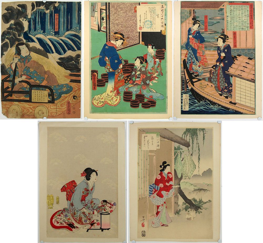 Appraisal: Group of Loose Japanese Woodblock Prints Including Toyokuni Toshikata Chikanobu