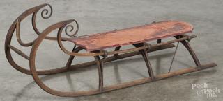 Appraisal: Child's painted wood sled th c with remains of original