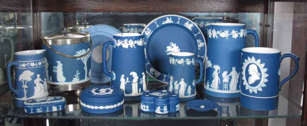 Appraisal: PIECE GROUP WEDGWOOD DARK BLUE JASPER WARE To include biscuit