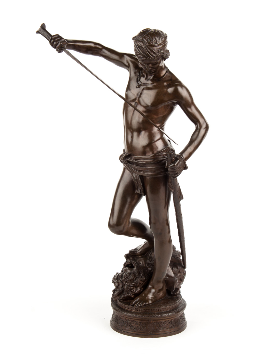 Appraisal: Antonin Mercie French Bronze Figure David Brown patinated bronze sculpture