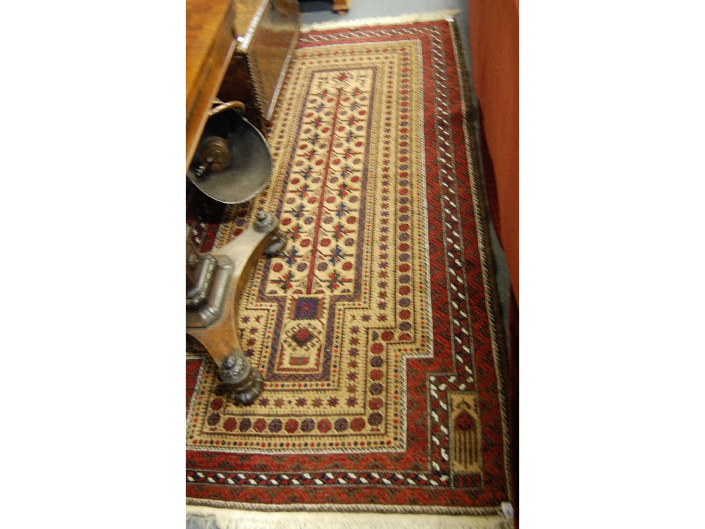 Appraisal: A handmade Belouch rug camel ground x cm