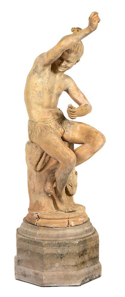 Appraisal: A Terracotta Sculpture of Tahitian Boy Height inches A Terracotta